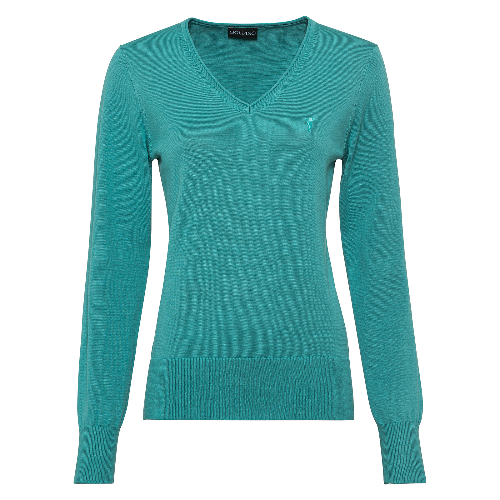 Ladies' golf pullover made from extra-soft cotton with V-neck