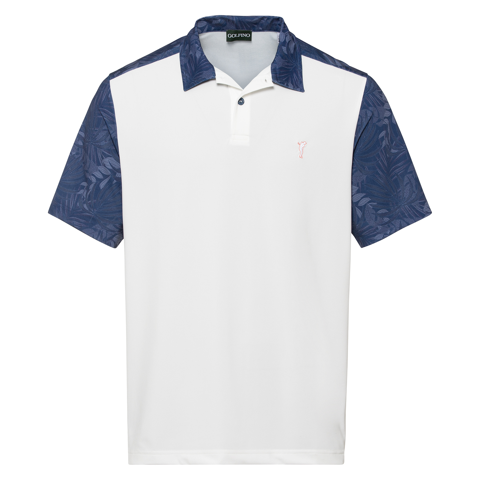 Men's golf polo shirt with colour blocking elements 