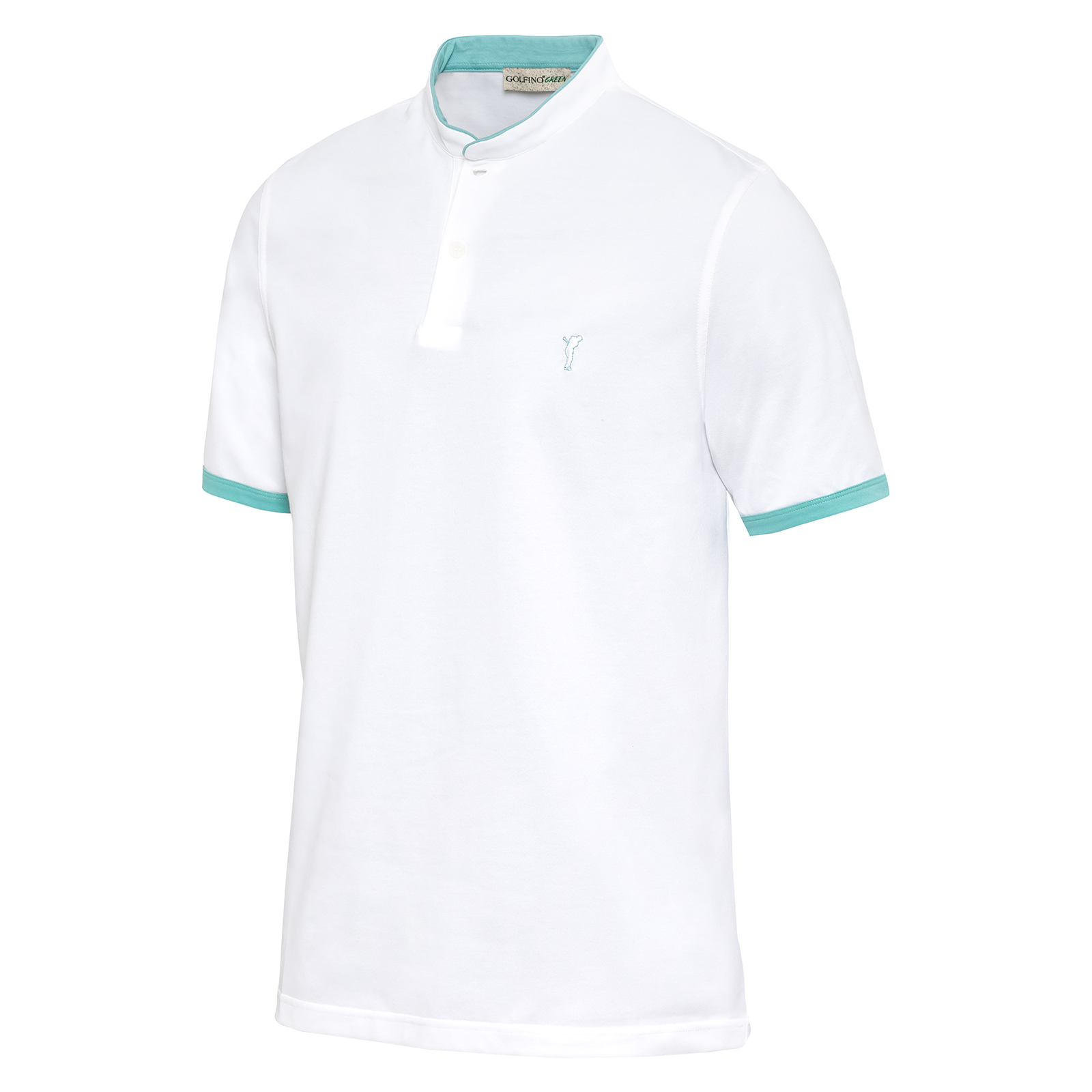 Camiseta de golf de manga corta con moderno cuello mao para hombre
