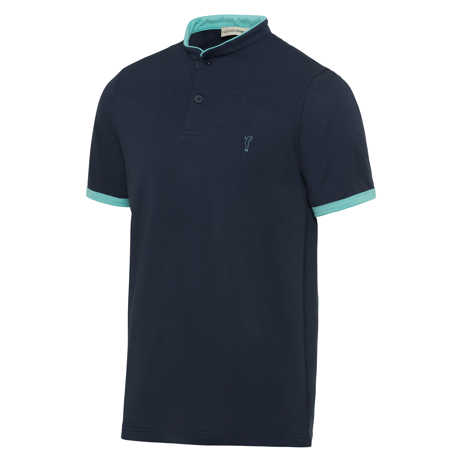 Men's short-sleeved golf polo shirt with stylish stand-up collar