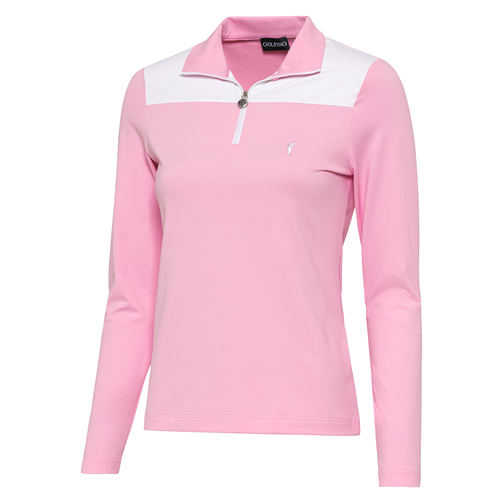 Ladies' long-sleeved polo shirt with colour blocking