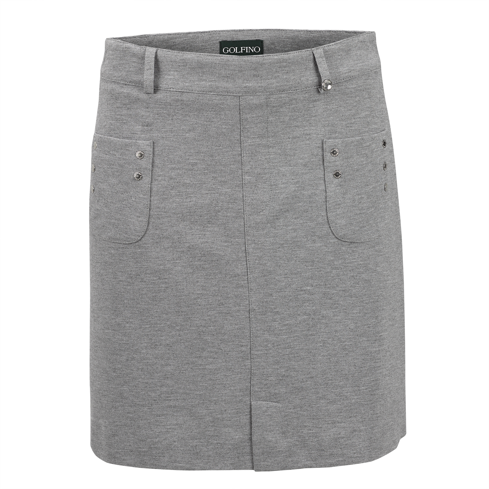 Mid-length ladies' golf skort with rivet-lined pockets