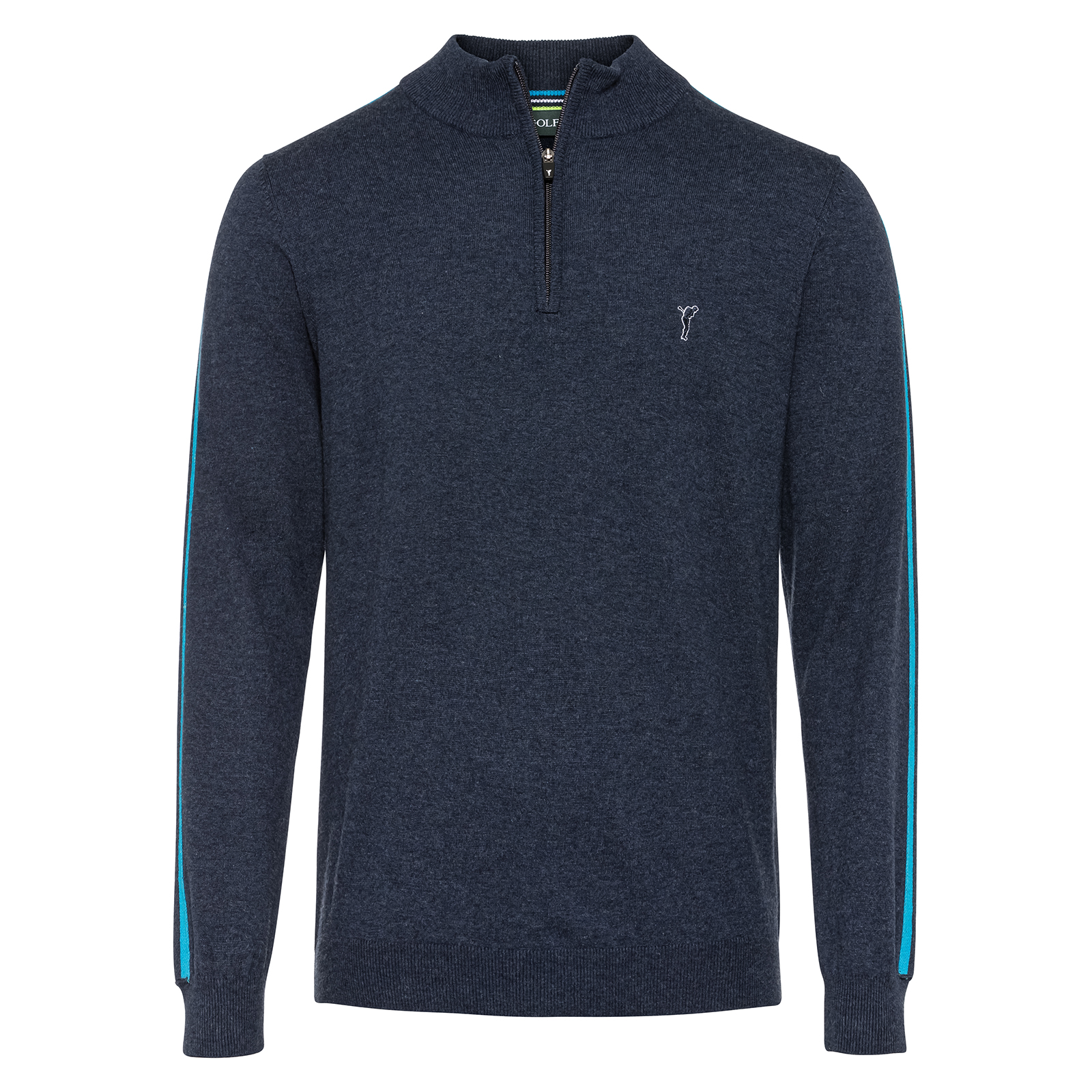 Men's stylish half-zip golf sweater with high quality merino wool