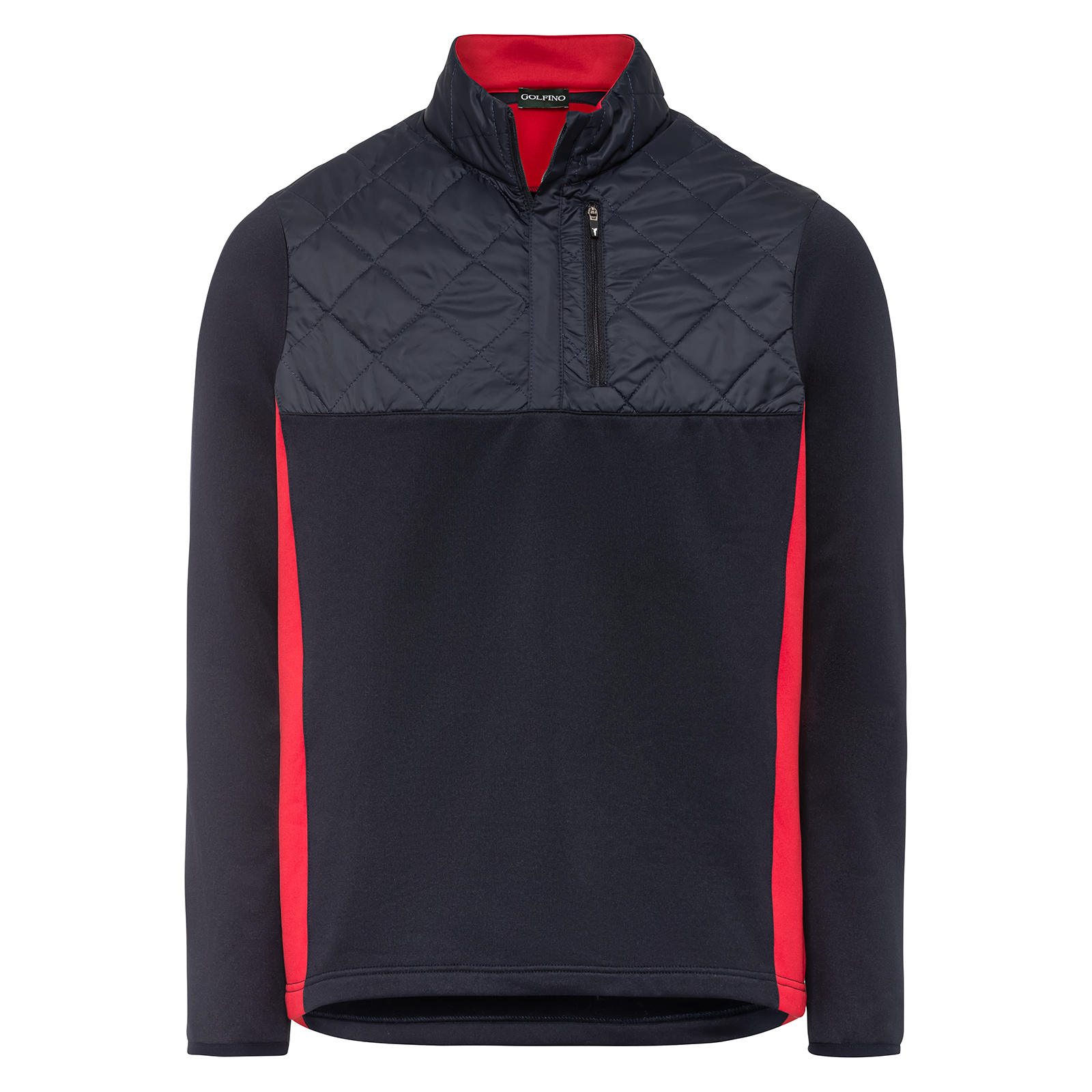 Men's functional half-zip hybrid golf sweater with cold weather protection