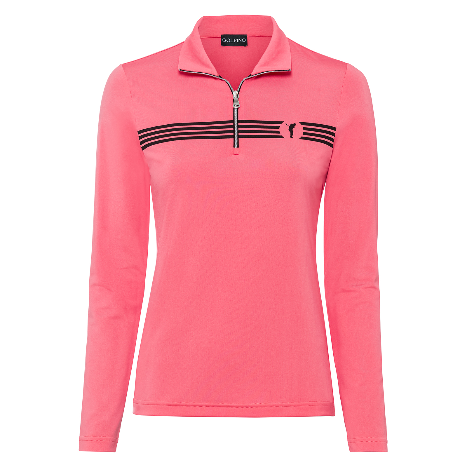 Ladies long-sleeved golf shirt with innovative printed logo 