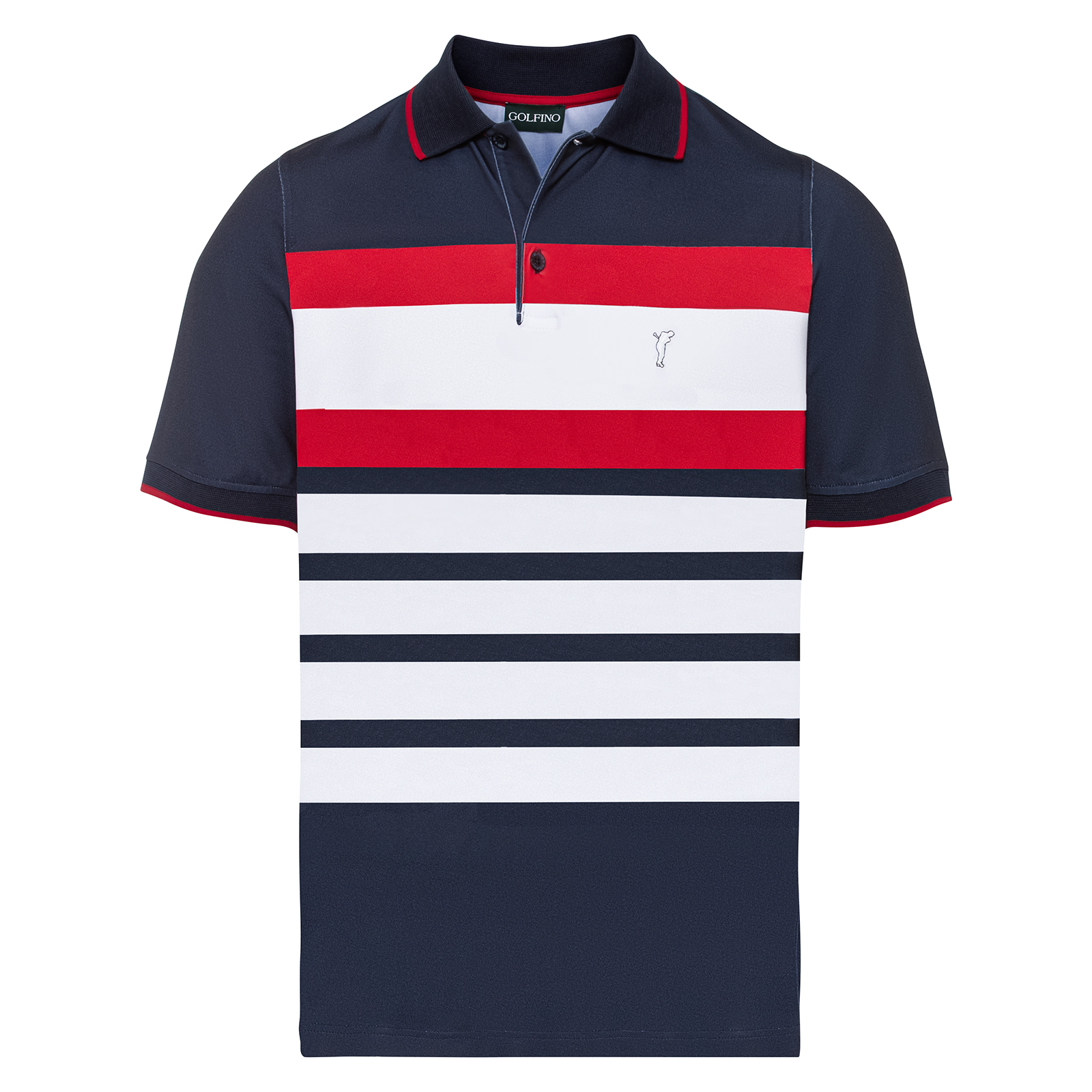 Men's striped stretch golf polo shirt