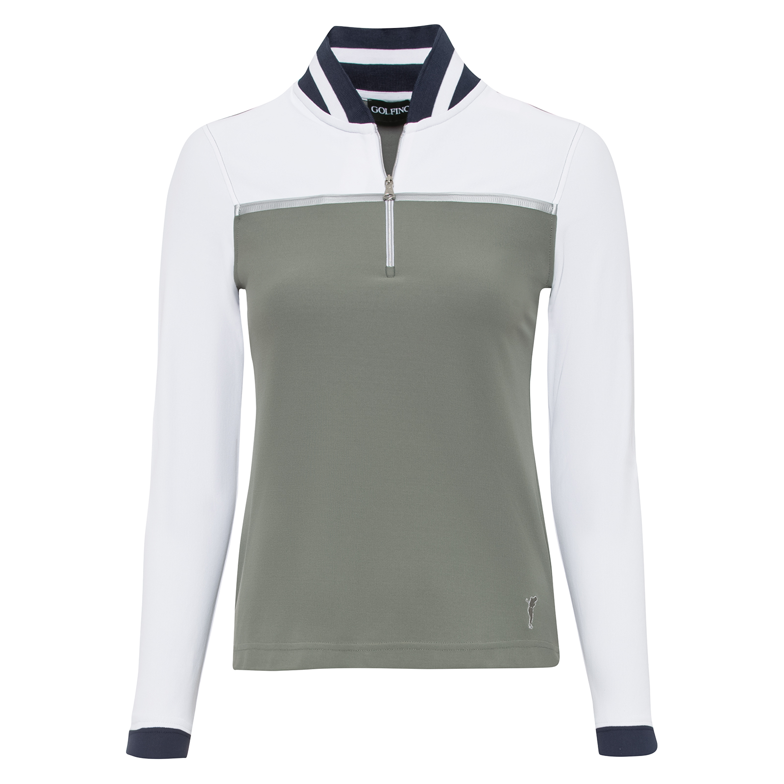 Ladies’ moisture-wicking long-sleeved golf shirt in elegant colour blocking design 