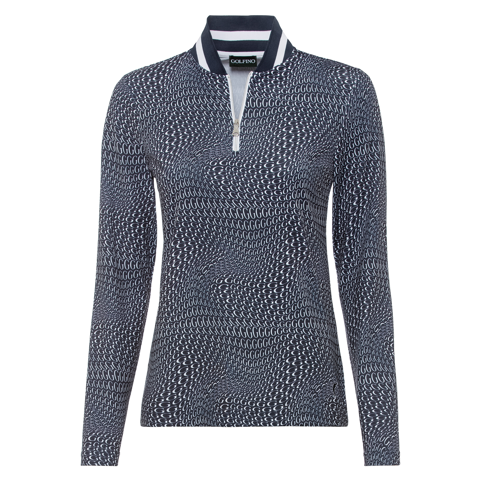 Ladies' elegant half-zip golf sweater with all-over print