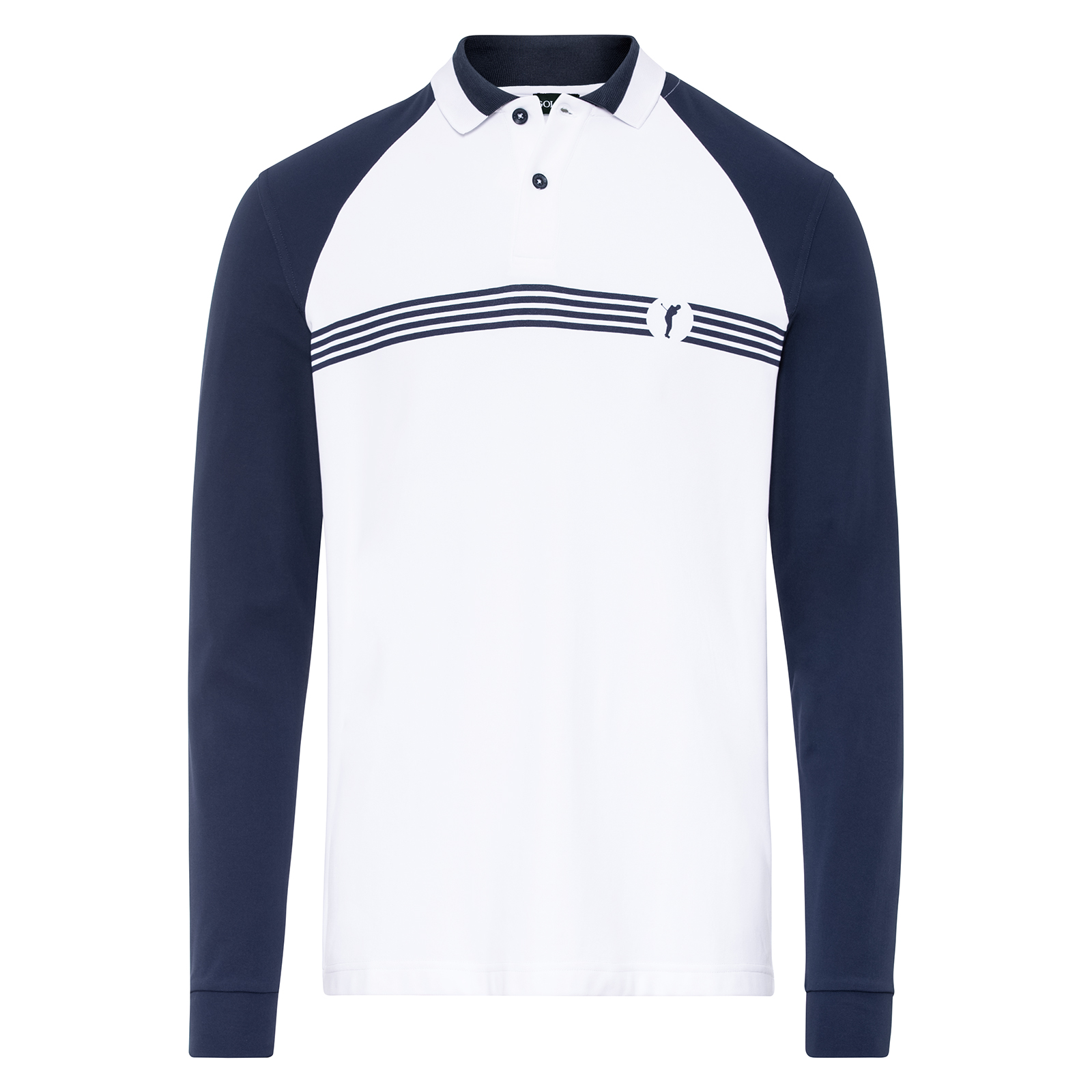 Men's long-sleeved polo shirt with new logo design and moisture-regulating function