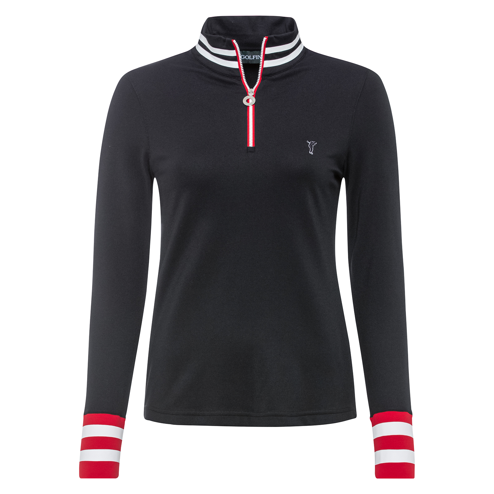 Ladies' modern half-zip golf sweater with moisture management function