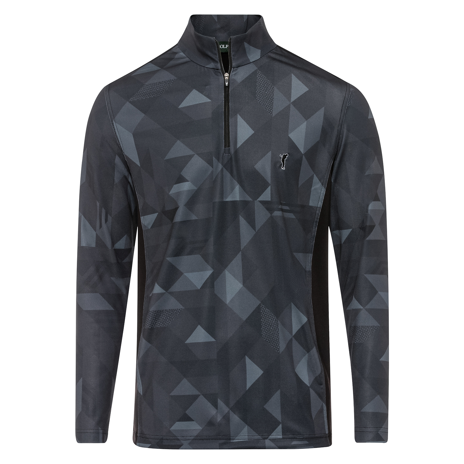 Men's long-sleeved golf shirt with all-over graphic print