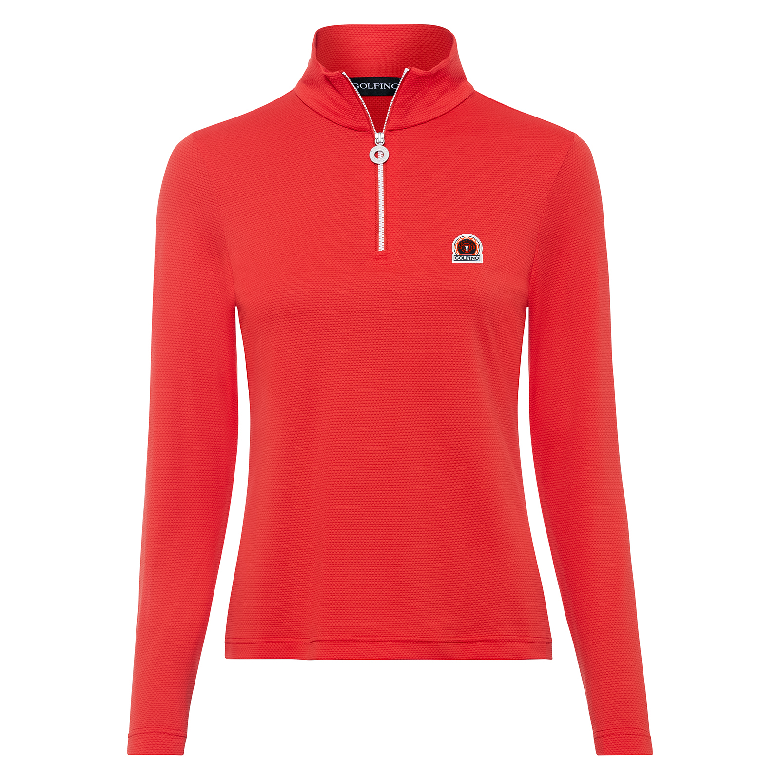 Ladies' long-sleeved stretch bubble jacquard golf shirt with innovative logo