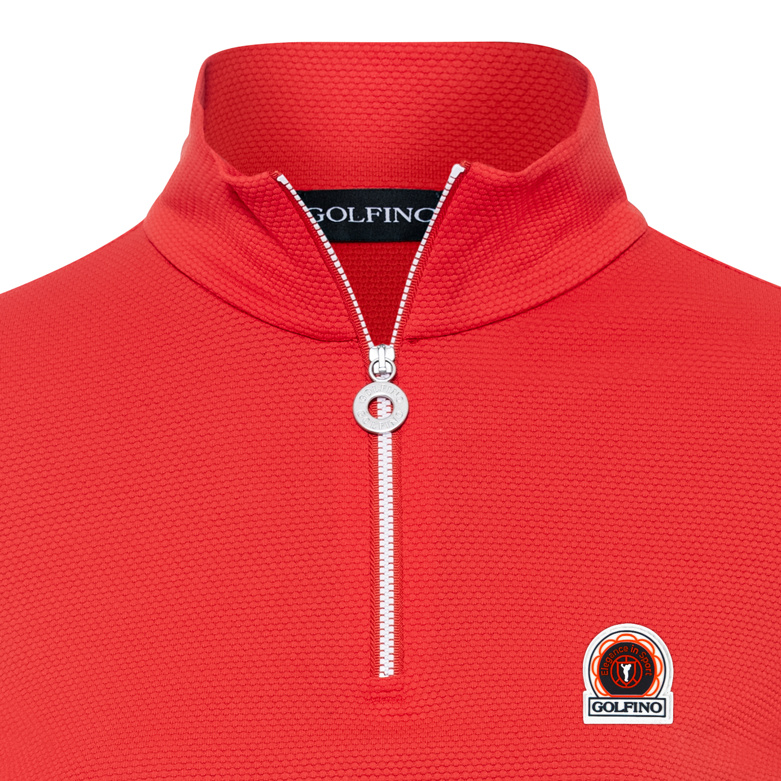 Camiseta de manga larga para el golf en tejido bubble jacquard con un innovador logotipo para mujer