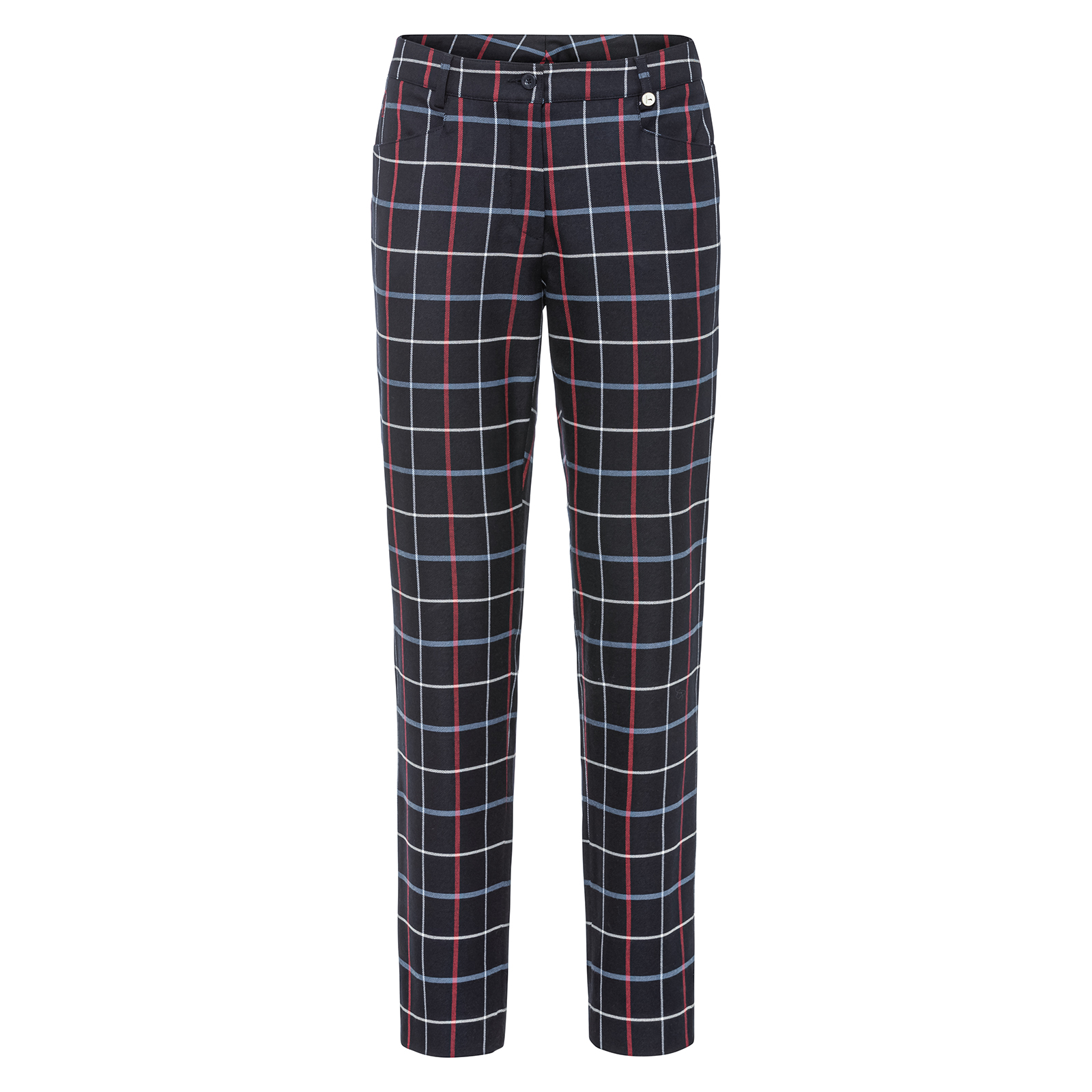 Classic ladies' golf trousers in an attractive check pattern with viscose