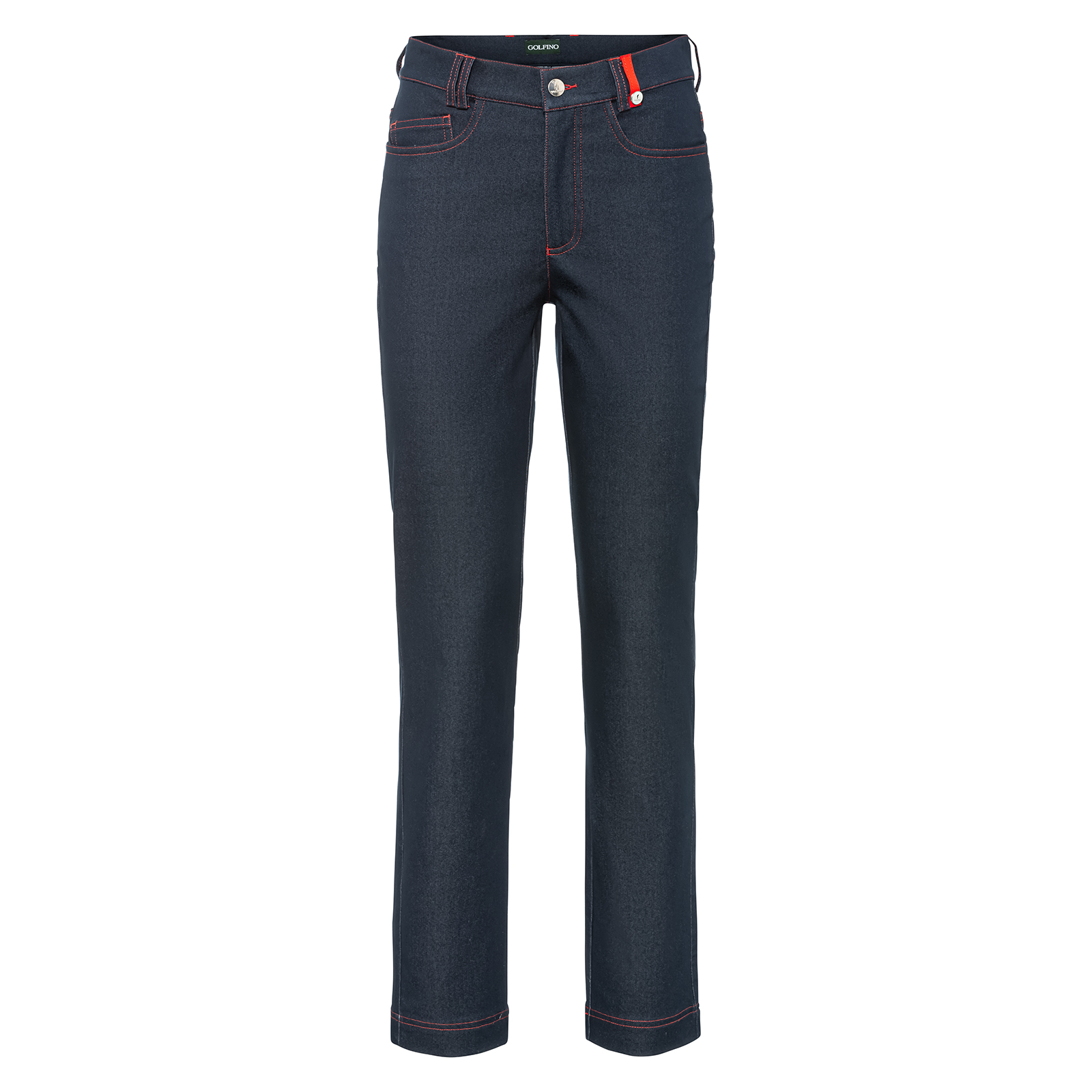 Ladies' modern, jeans-style, stretch golf trousers