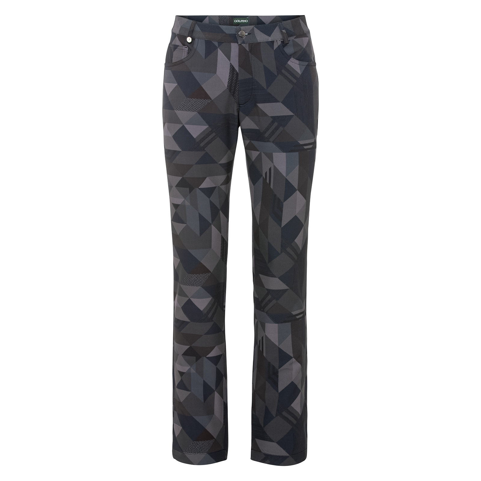 Extra slim fit men's golf trousers with graphic all-over print
