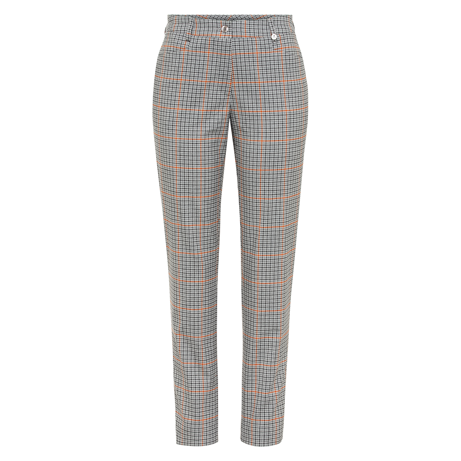 Ladies' 7/8 checked golf trousers in stretch fabric with viscose