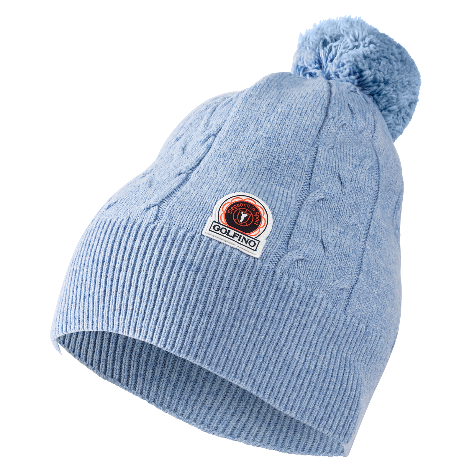 Ladies' pompom hat in merino wool and organic cotton