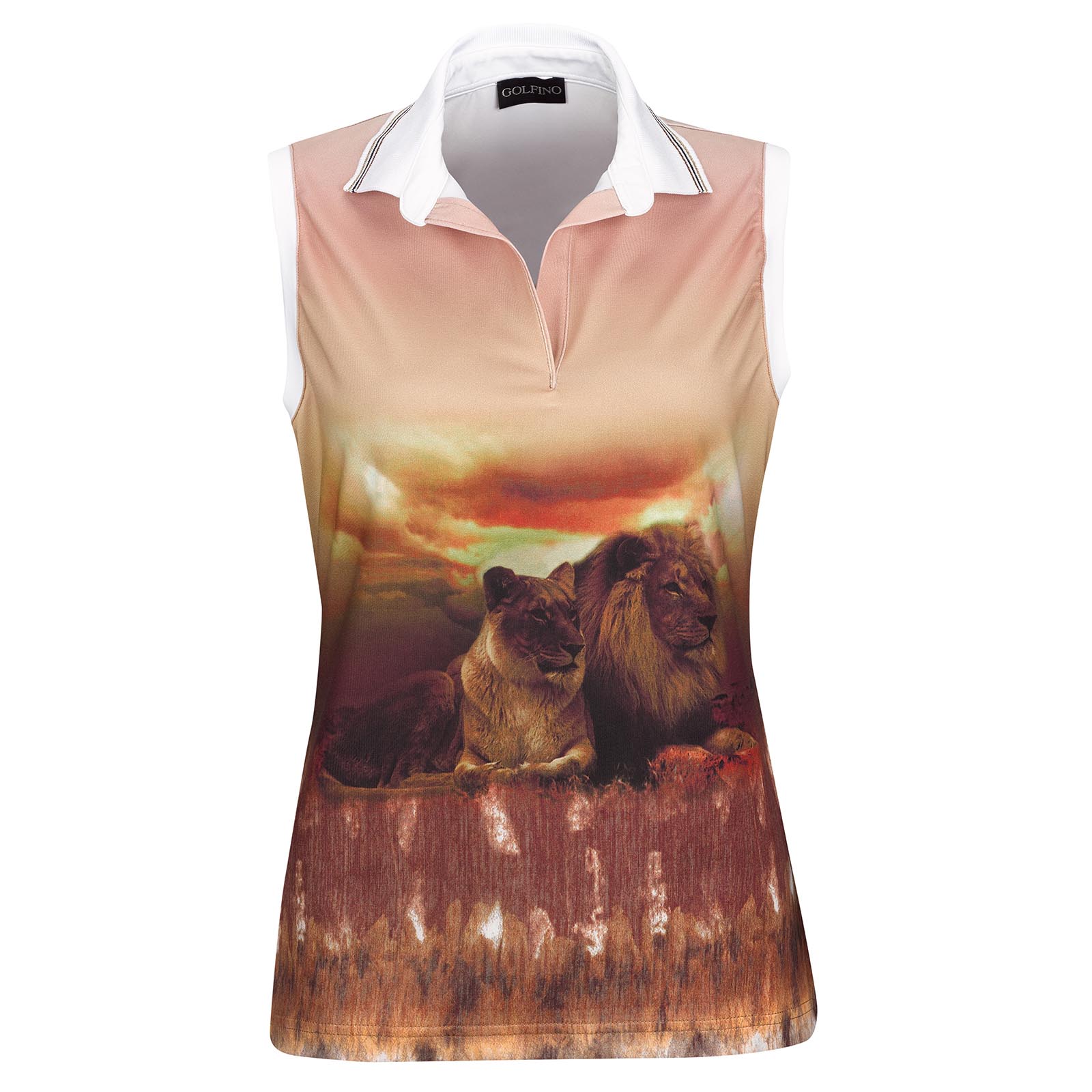 Sleeveless African Safari Ladies' Golf Polo with print and stretch function