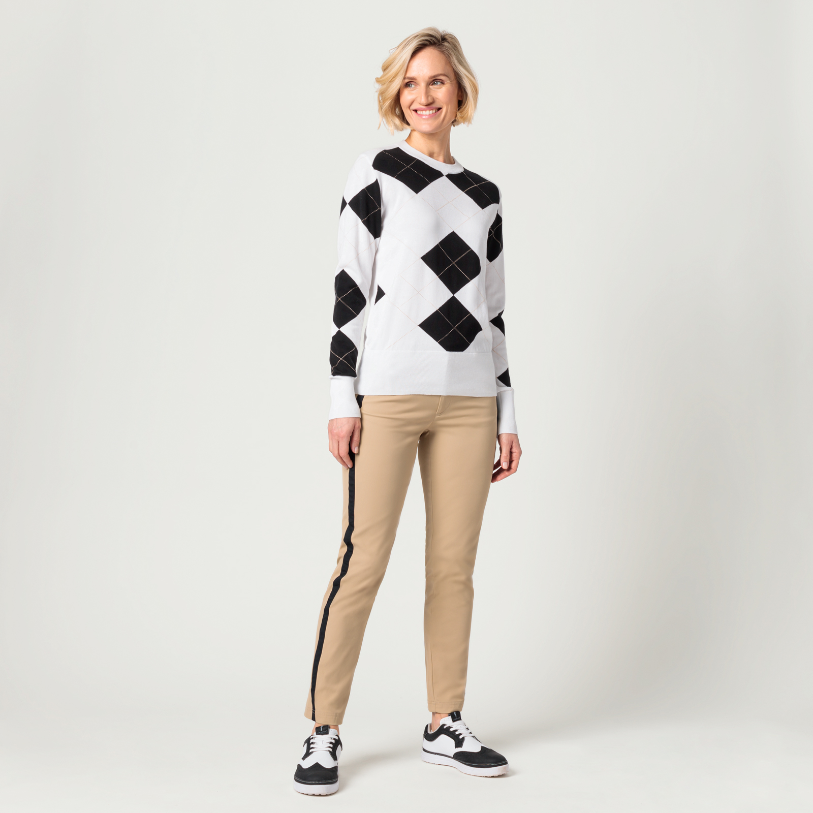 Argyle Damen Golf Pullover aus reiner Pima Baumwolle