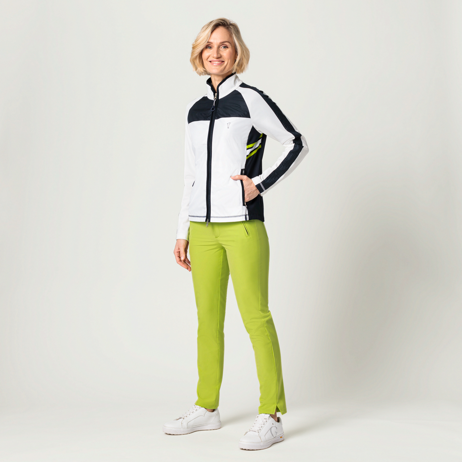 Wärmende Damen Golf Sweat Jacke aus Techno Stretch