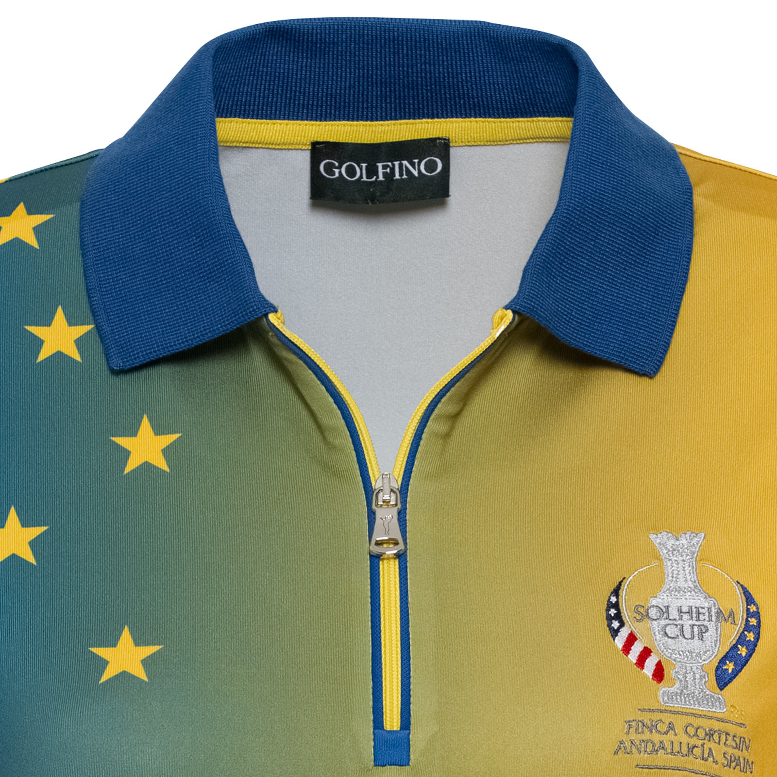 Golfpolo voor dames met extravagante bicolorprint in Solheim Cup-design