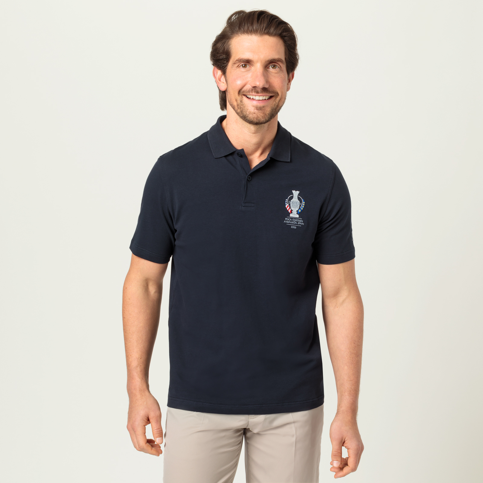 Classic golf polo shirt with sun protection in Solheim Cup design 