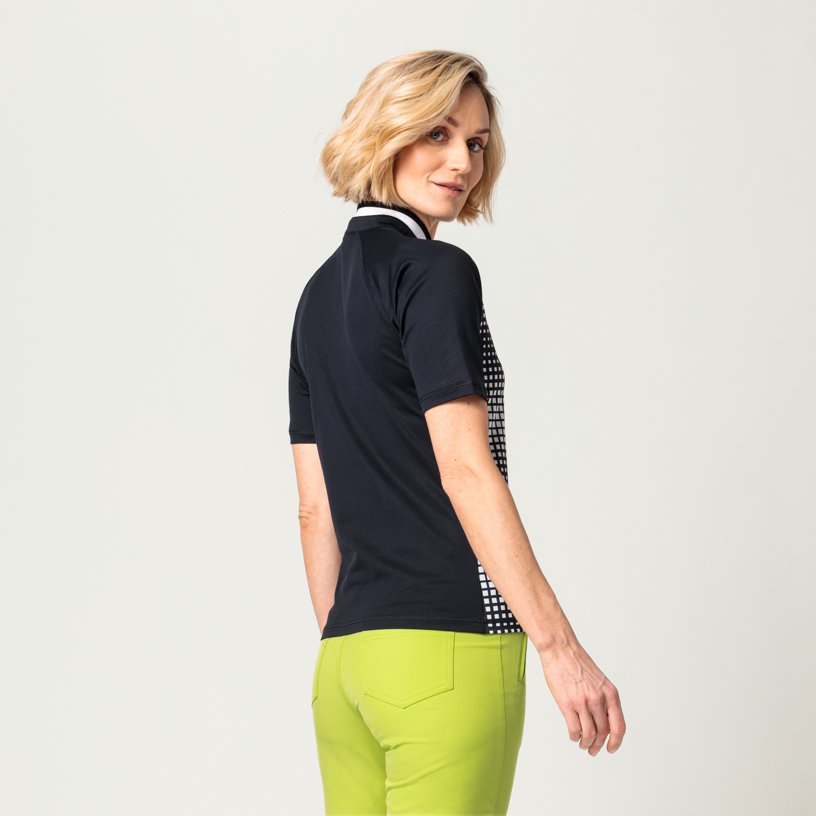 Stretchy golfshirt met korte mouwen en een grafische print voor dames