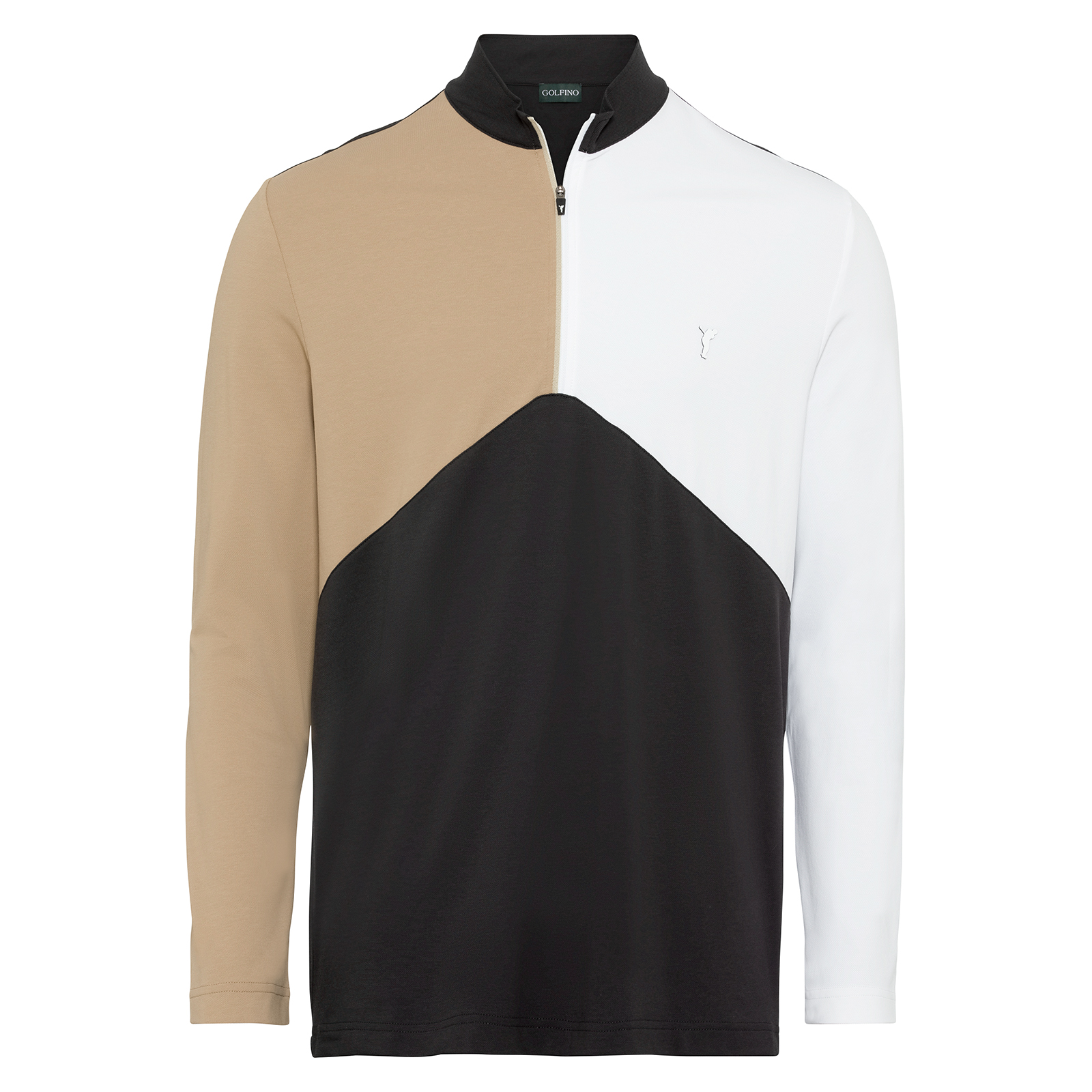 Men’s half-zip golf sweater in colour blocking design with sun protection 