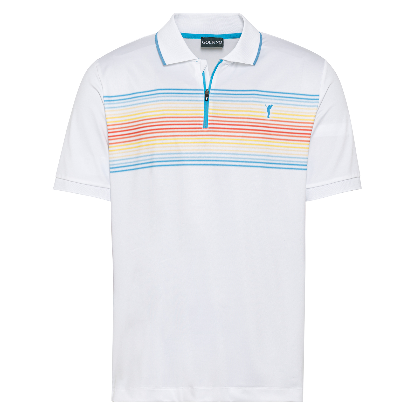 Men's stretch golf polo shirt with modern stripe pattern 