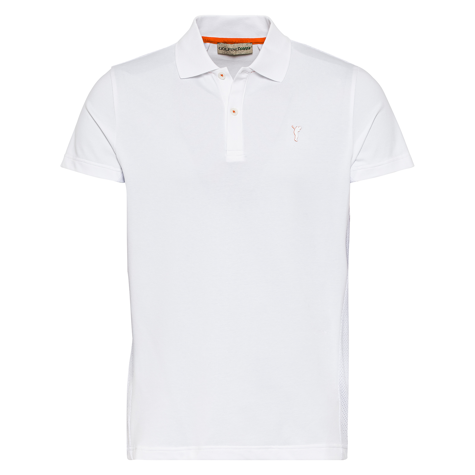 Men's breathable golf polo shirt made from recycled synthetic fibre 
