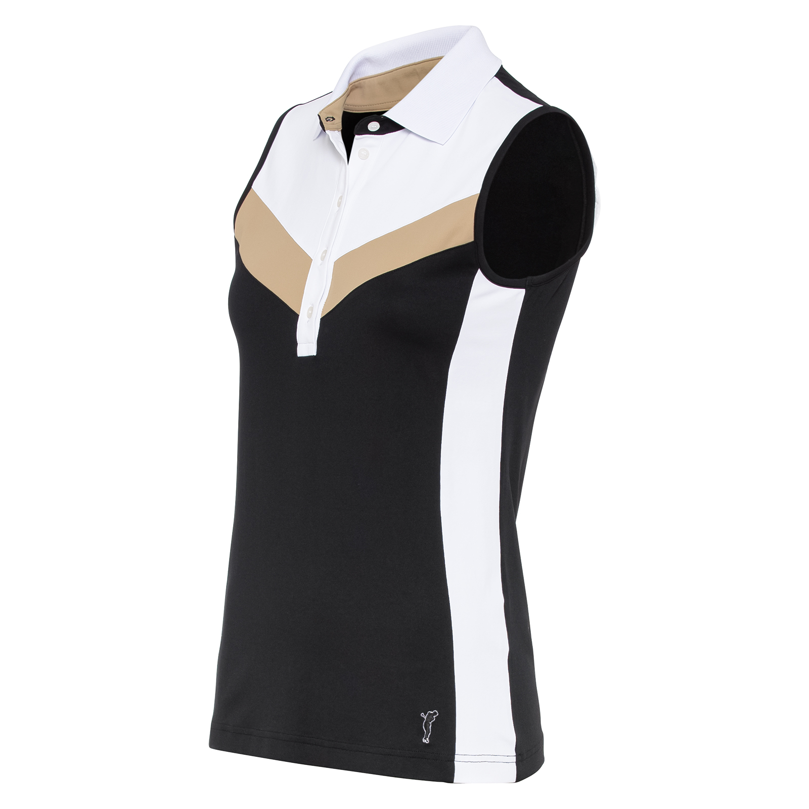 Ladies' sleeveless golf polo shirt with moisture management function