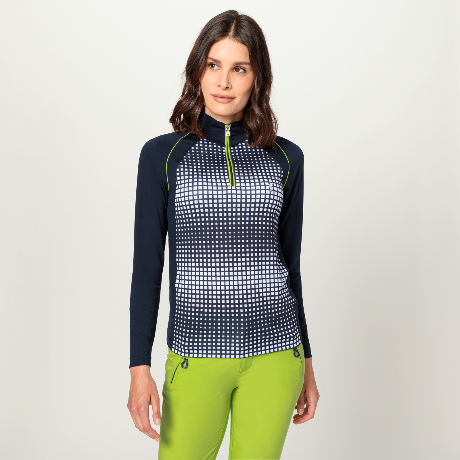 Ladies' pro-style stretch half-zip golf sweater with graphic print 