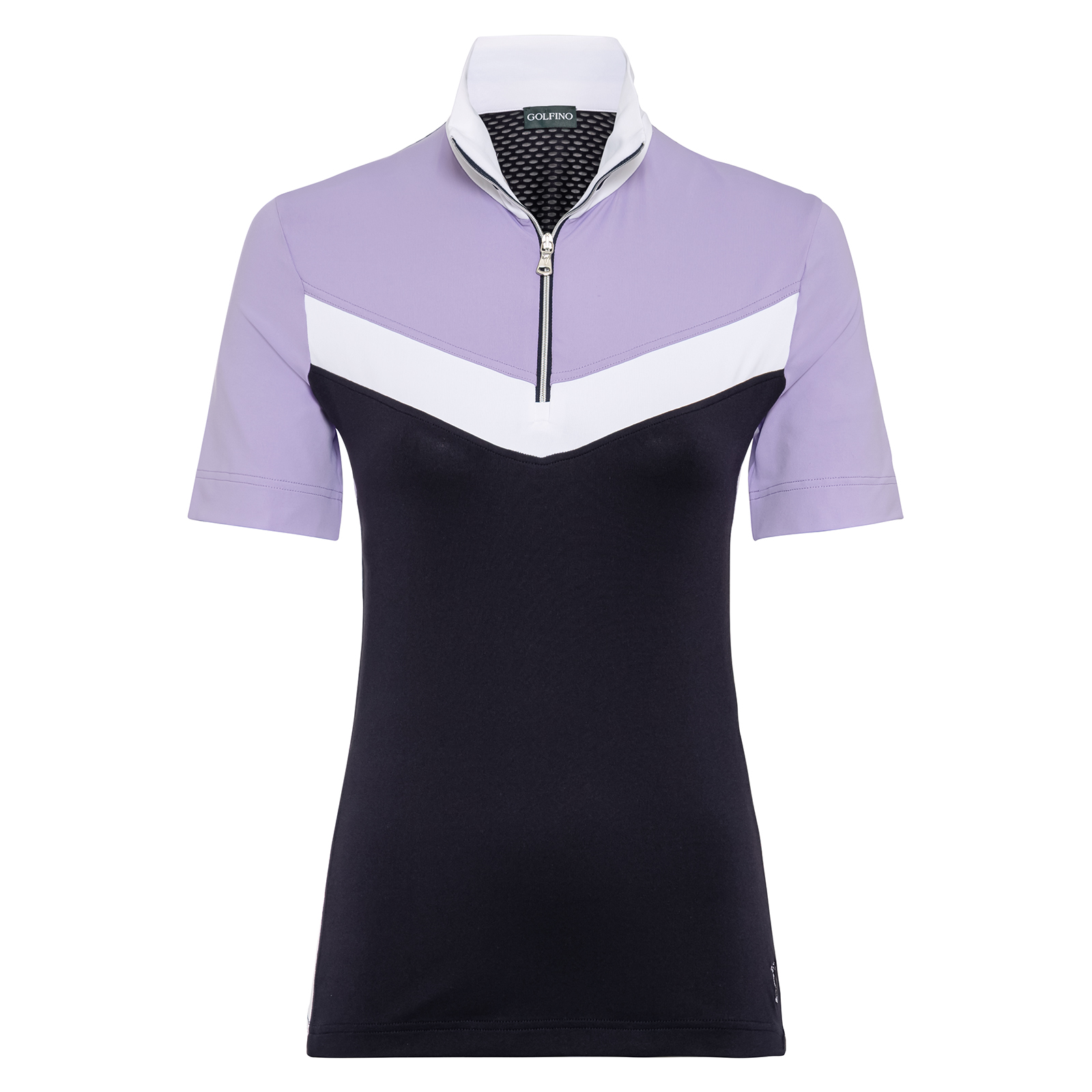 Ladies' golf shirt with breathable mesh insert 