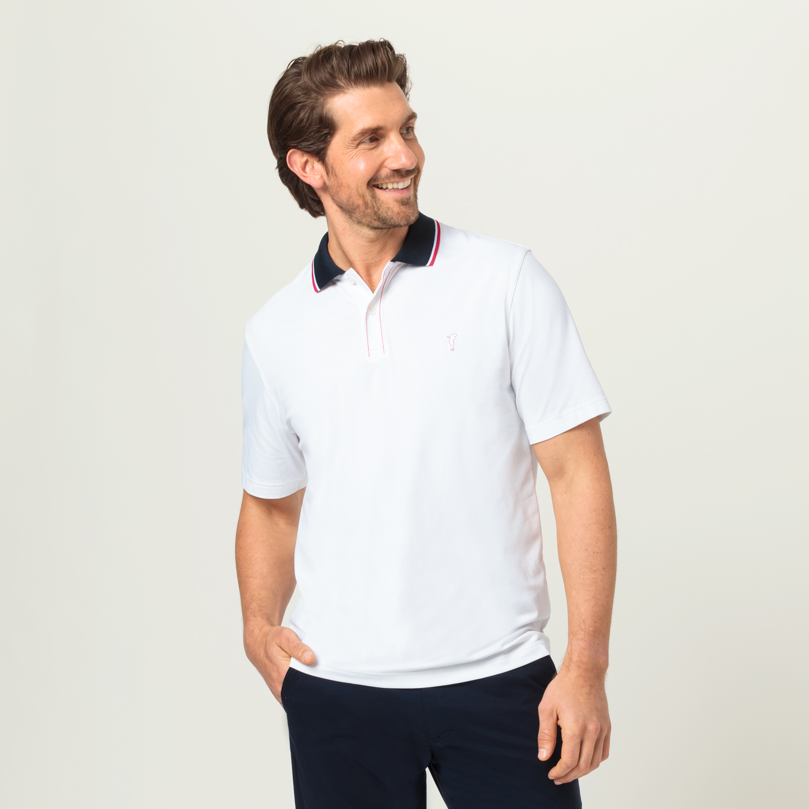 Men's golf polo shirt with sun protection 