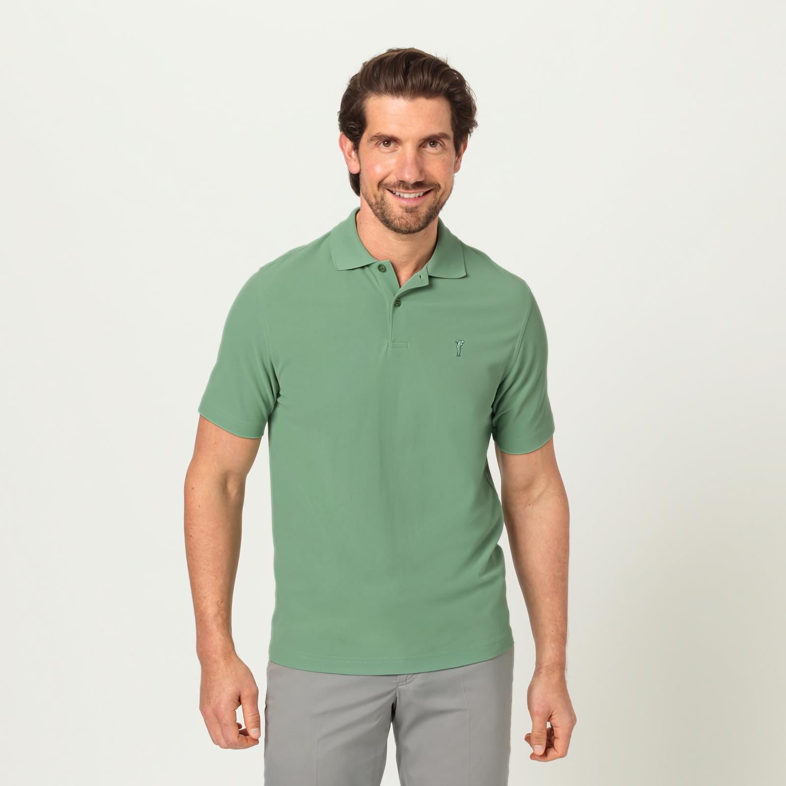 Men's polo shirt made from moisture-regulating material