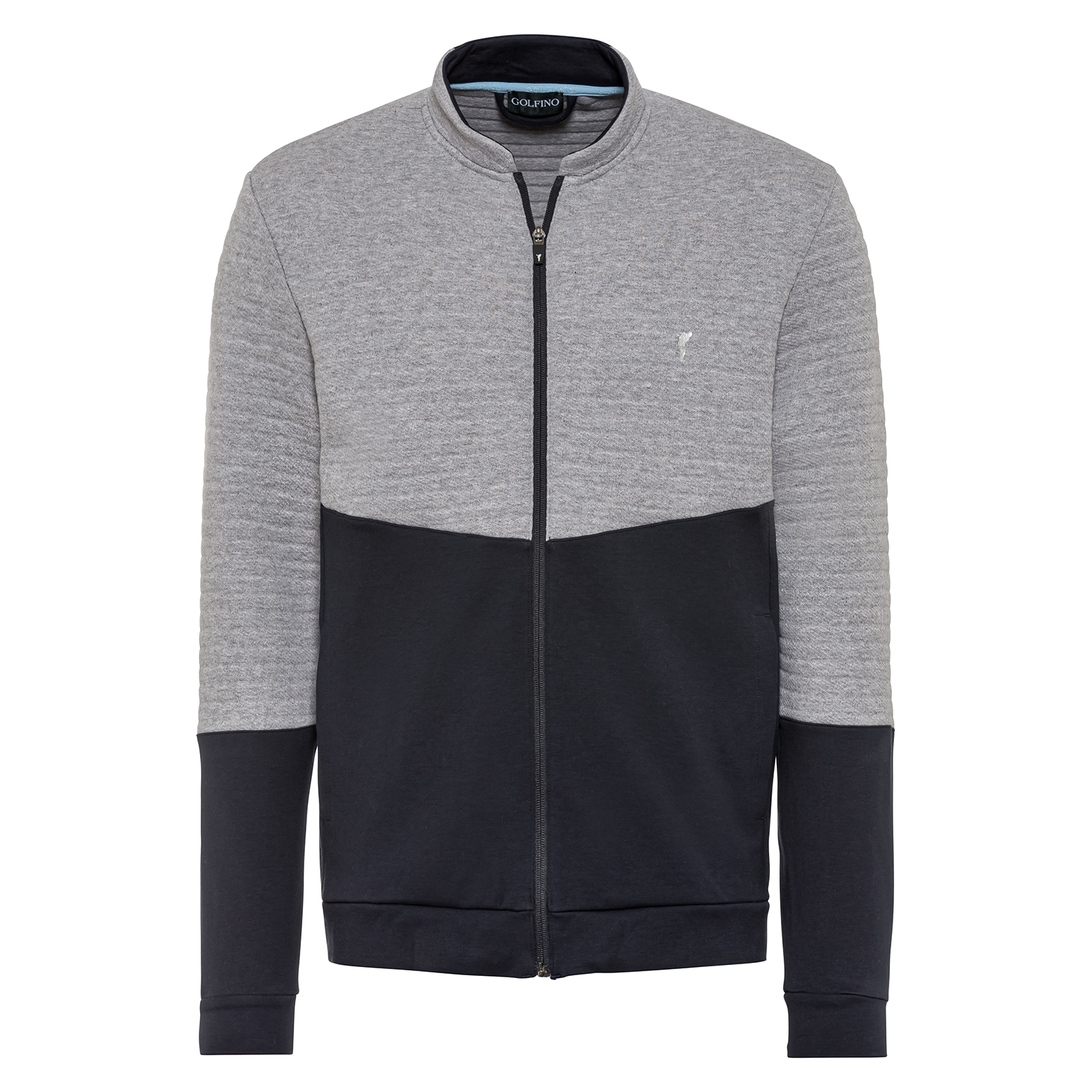 Men's golf sweatshirt jacket with colour blocking design 
