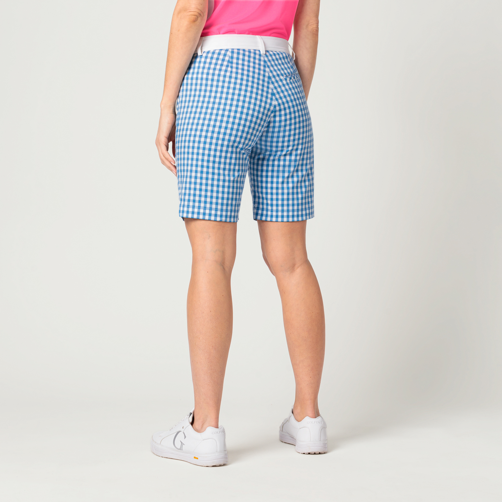 Kurze Damen Golf Hose in Vichy Muster