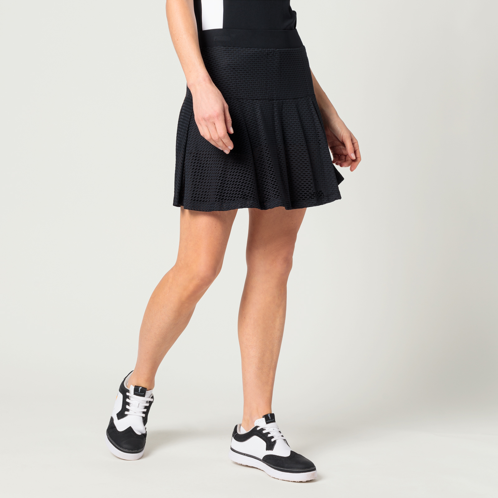 Falda pantalón de golf transpirable con efecto de malla transparente para mujer