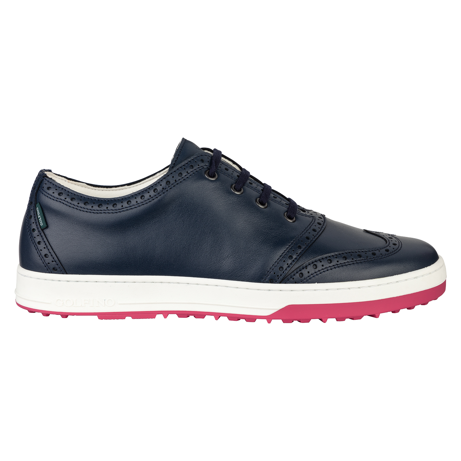 Men's brogue-style golf shoes in genuine leather 