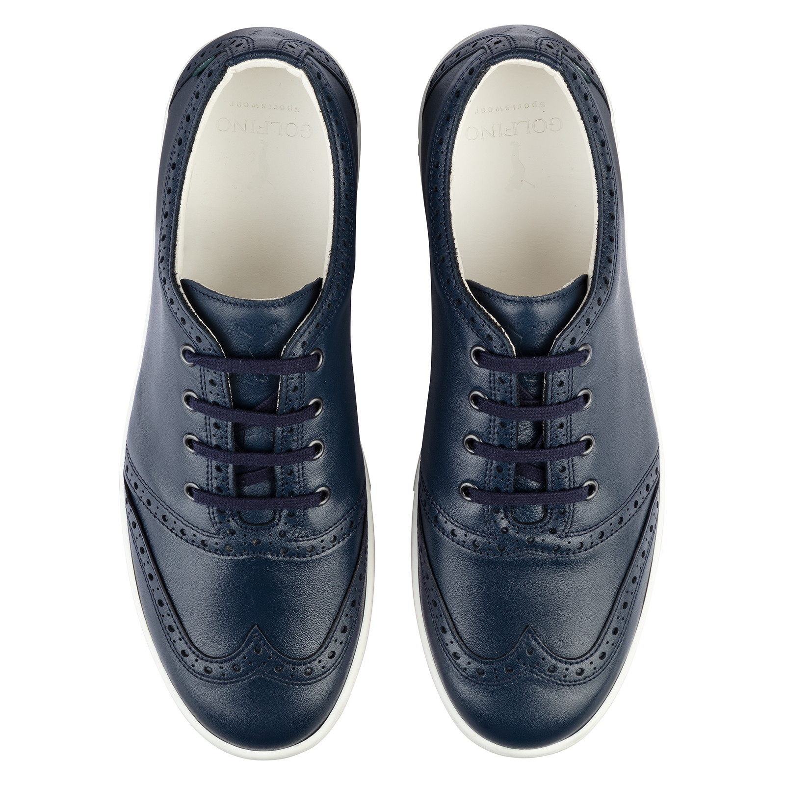 Men's brogue-style golf shoes in genuine leather
