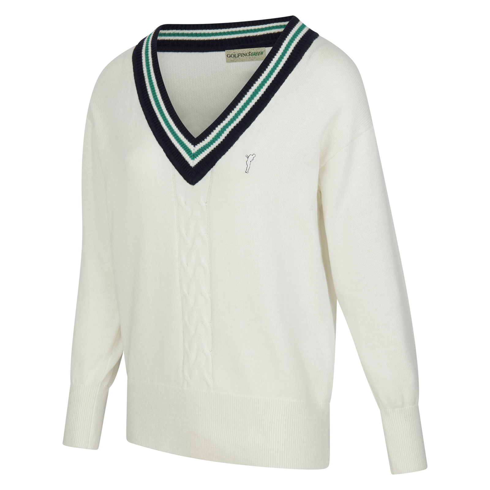 Ladies' sustainable V-neck golf sweater with cashmere