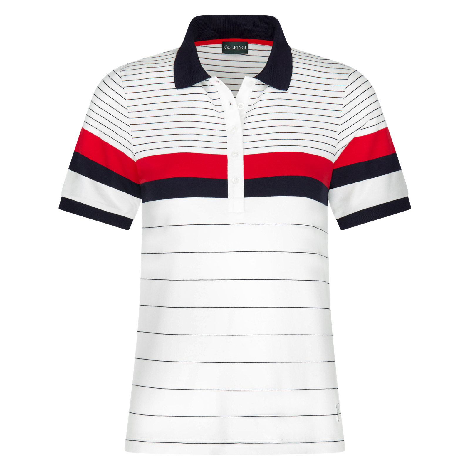 Ladies' striped golf polo shirt in stretch viscose