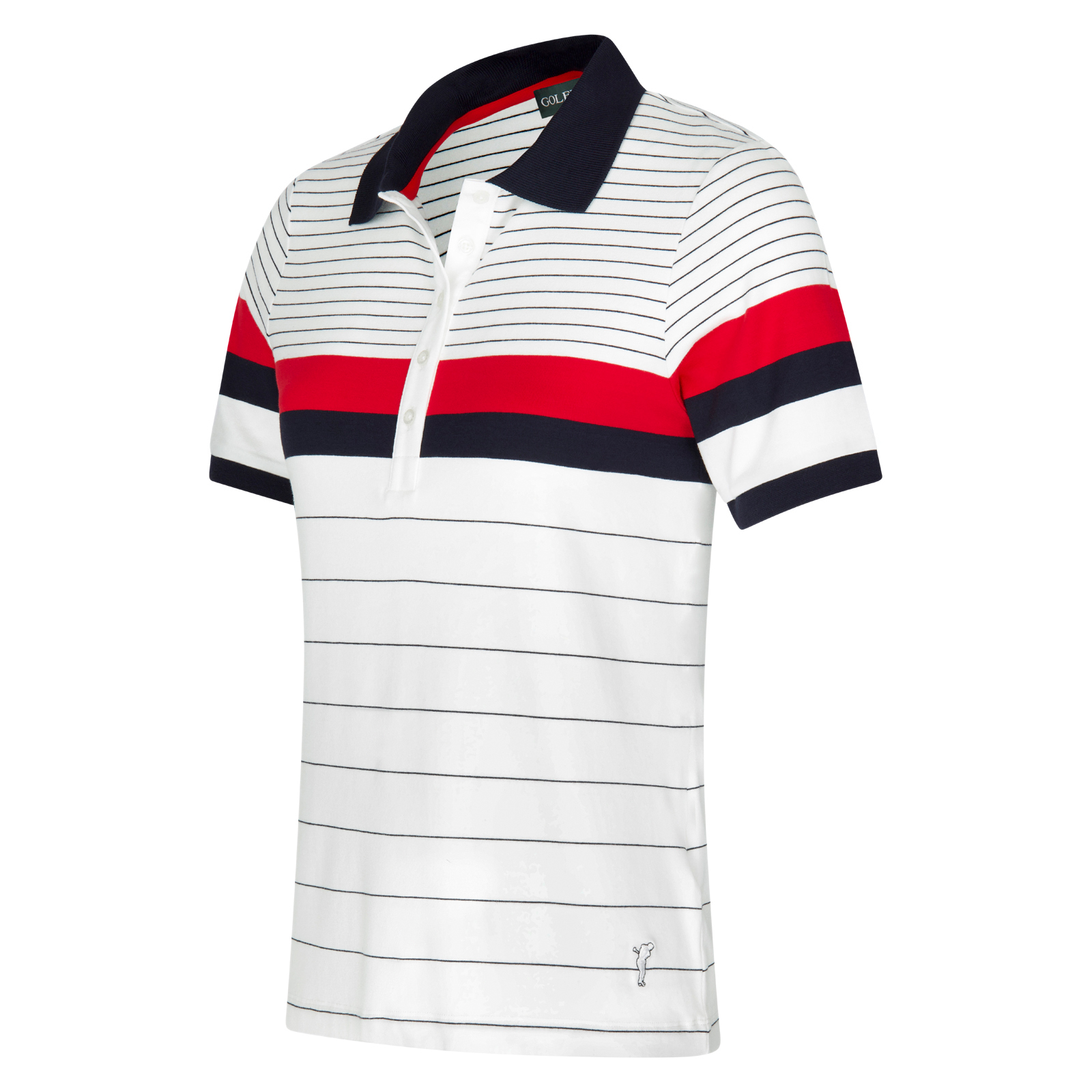 Ladies' striped golf polo shirt in stretch viscose