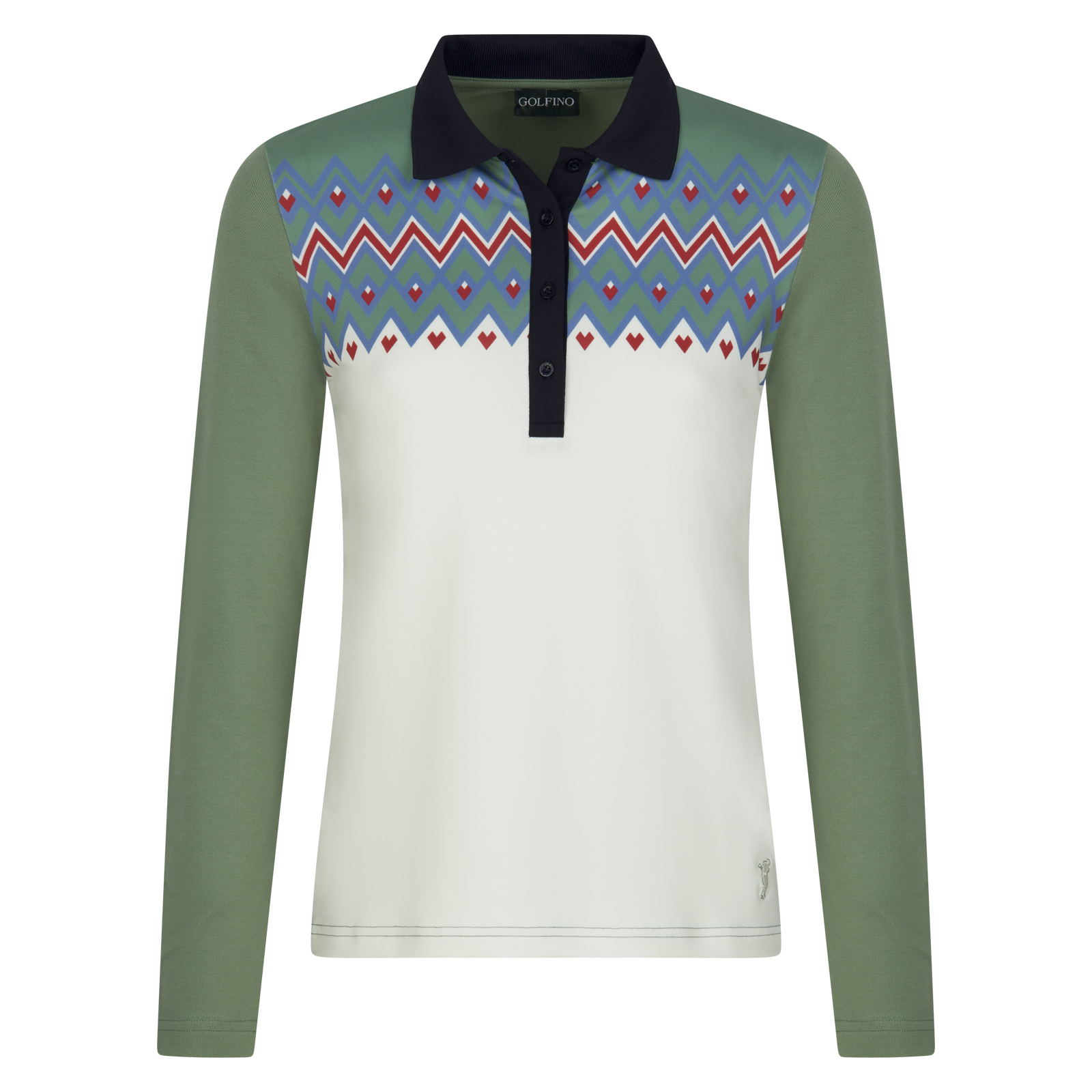 Ladies' stretch long-sleeved golf polo shirt made from sustainable materials