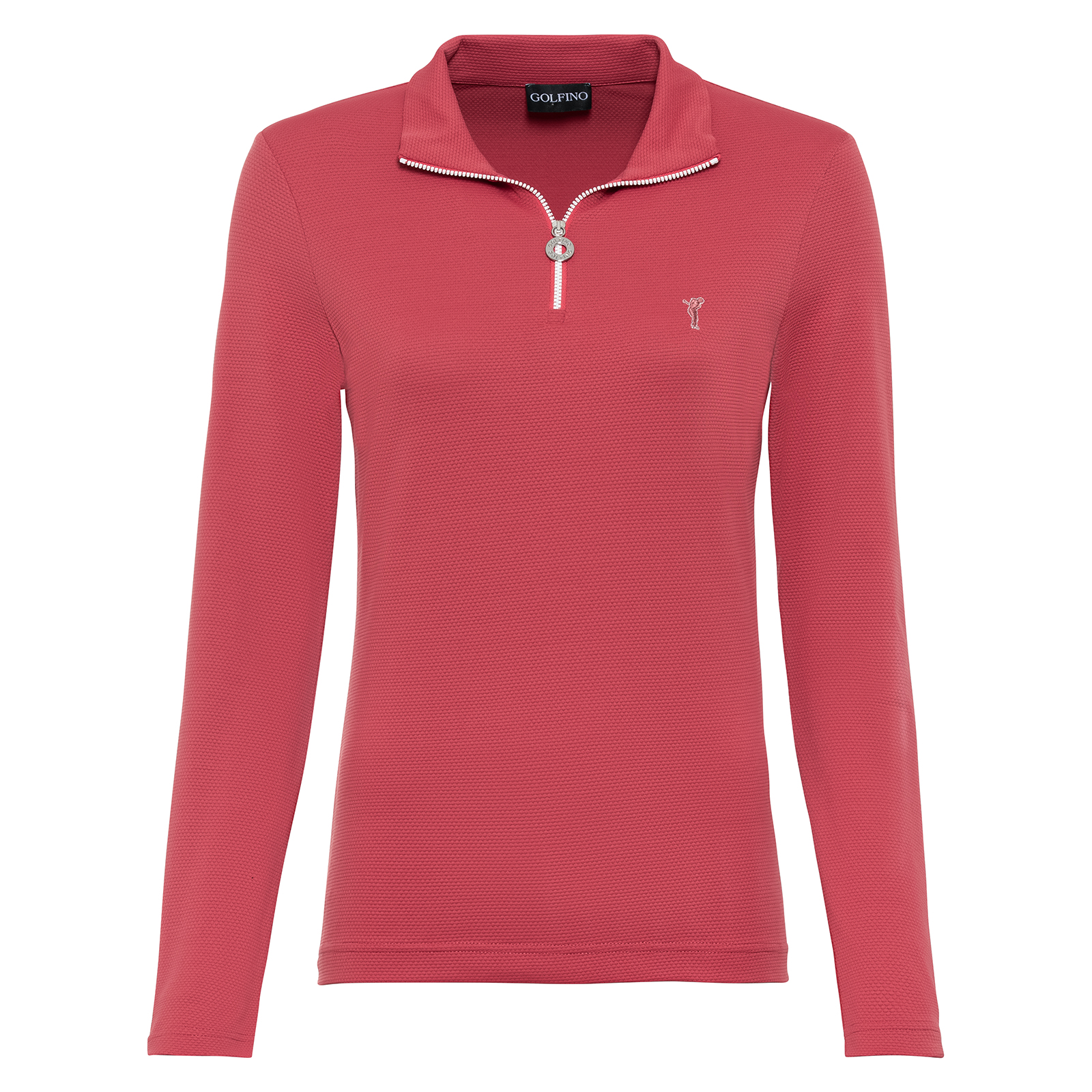 Ladies' long-sleeved bubble jacquard golf top with moisture management function