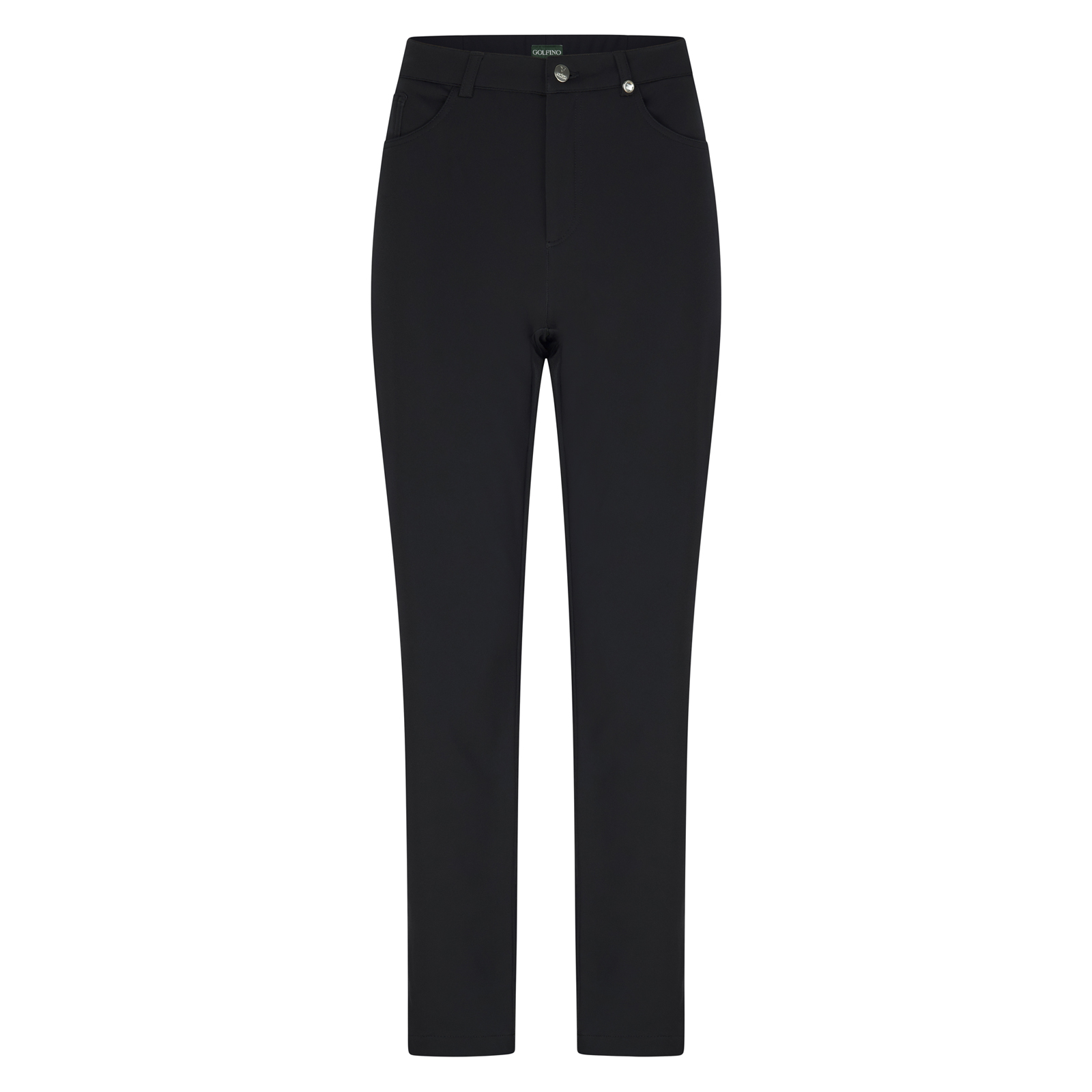 Ladies' comfortable 7/8-length golf trousers in 5-pocket style with crystal logo