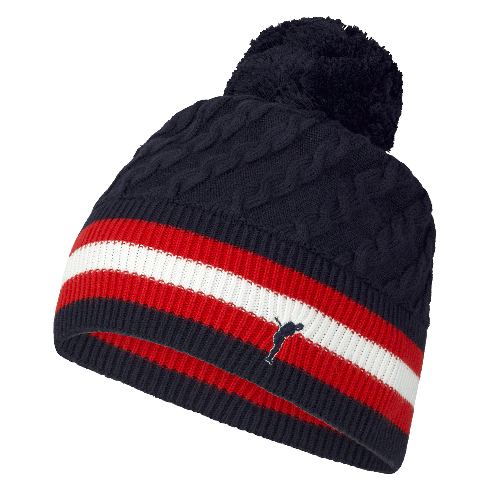 Ladies' knitted pompom hat in organic cotton with cashmere