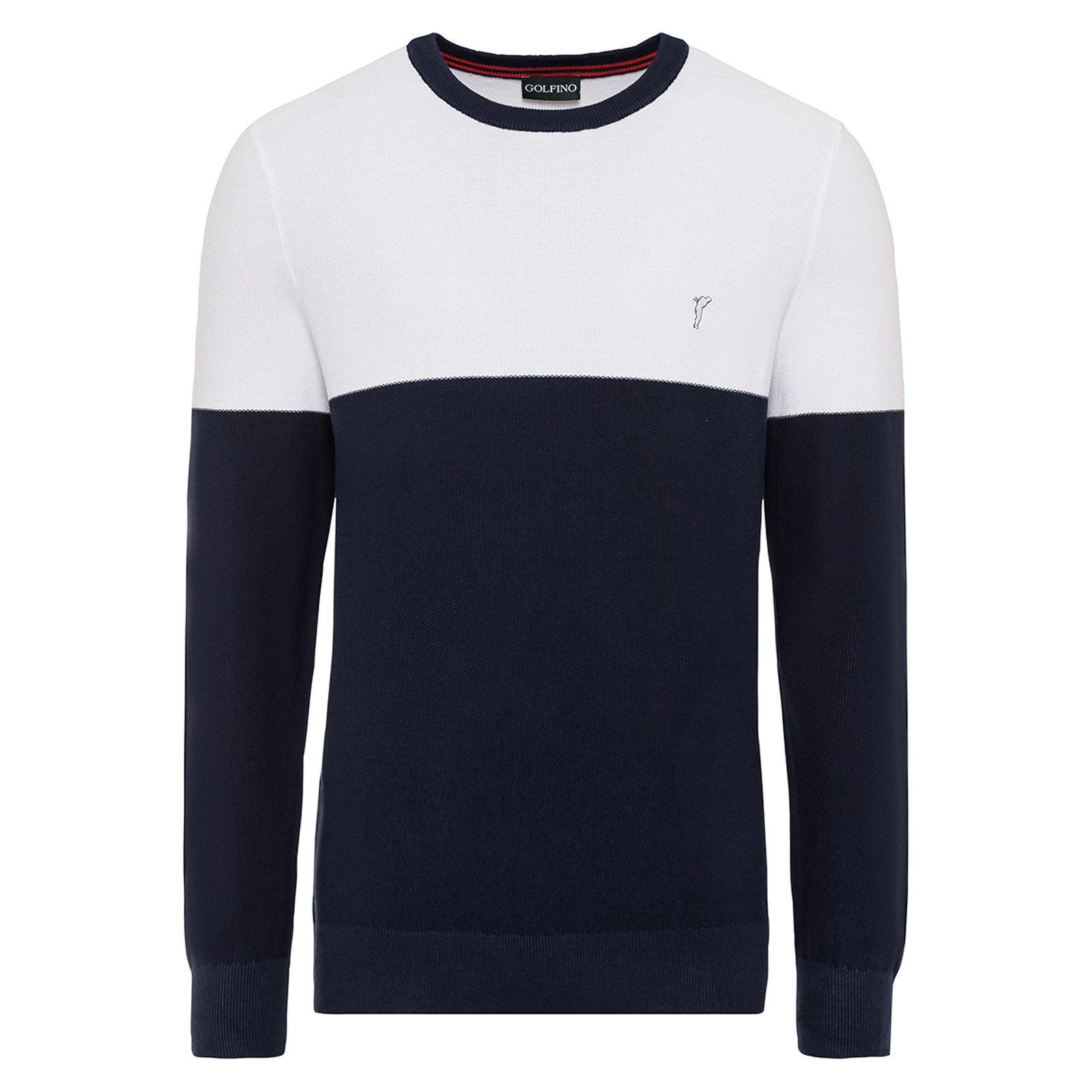 Men's knitted pullover made from particularly soft cotton with round neckline