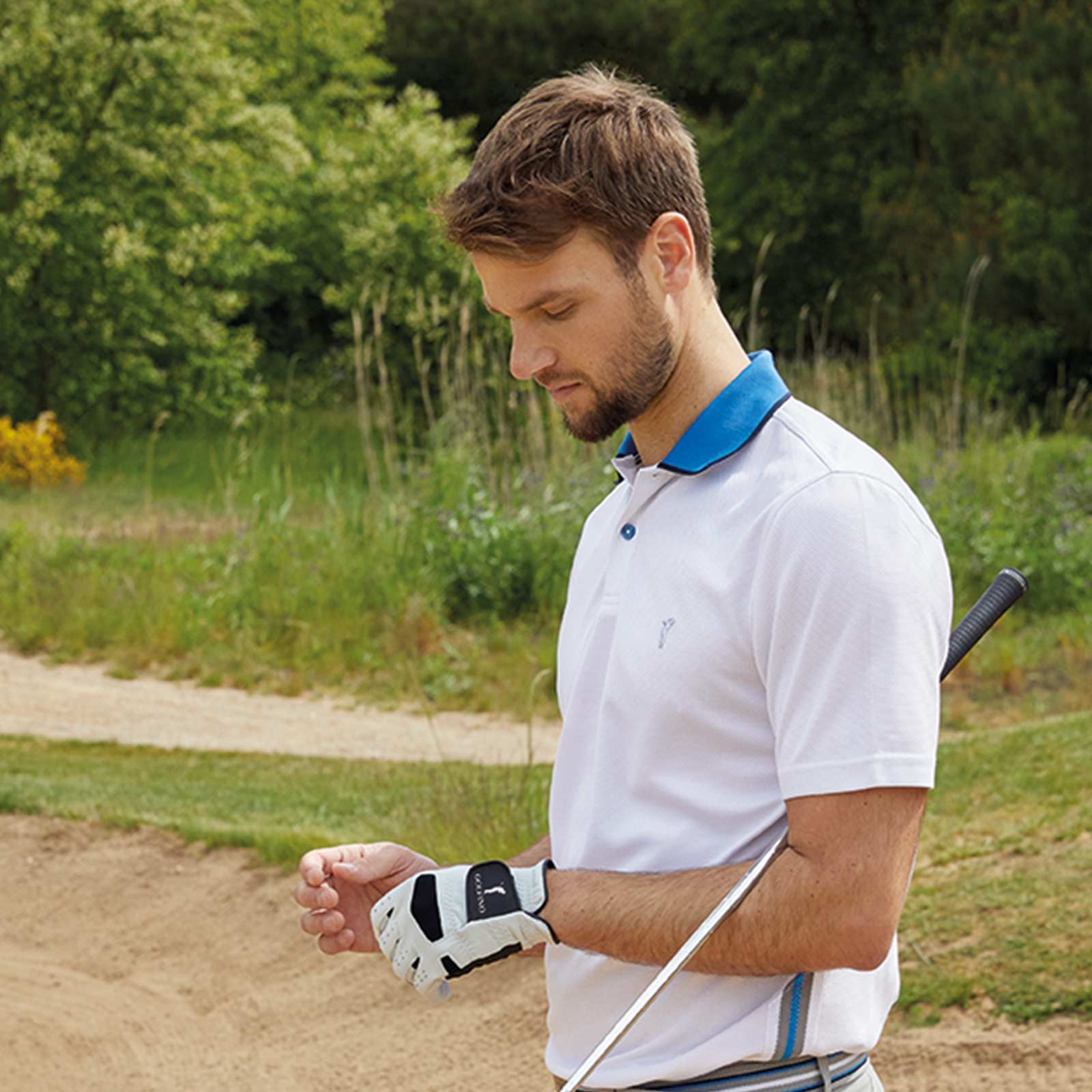 Herre-golfpoloshirt med korte ærmer, fugtregulerende af Kafetex® stof